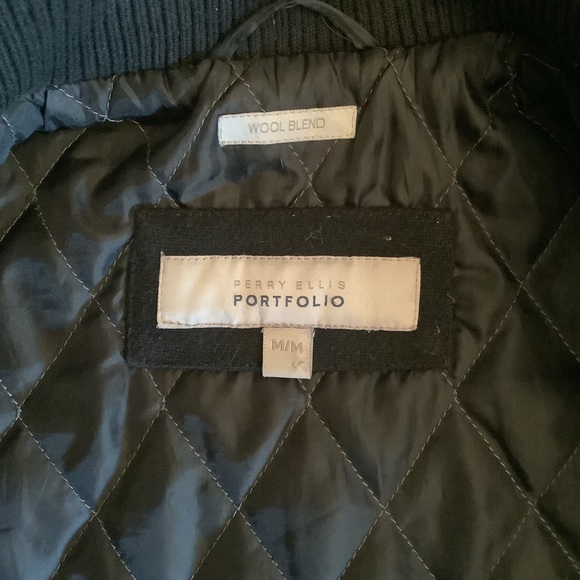 Perry Ellis Men’s Navy Pea Coat - Picture 5 of 7